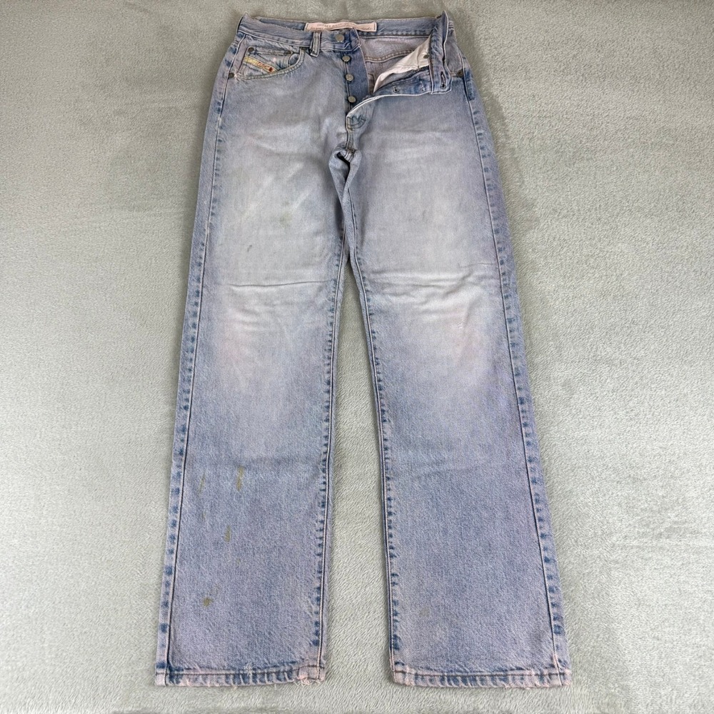 Diesel Kulter Straight Jeans Mens 31x32 Blue Denim Distressed Button Fly Italy